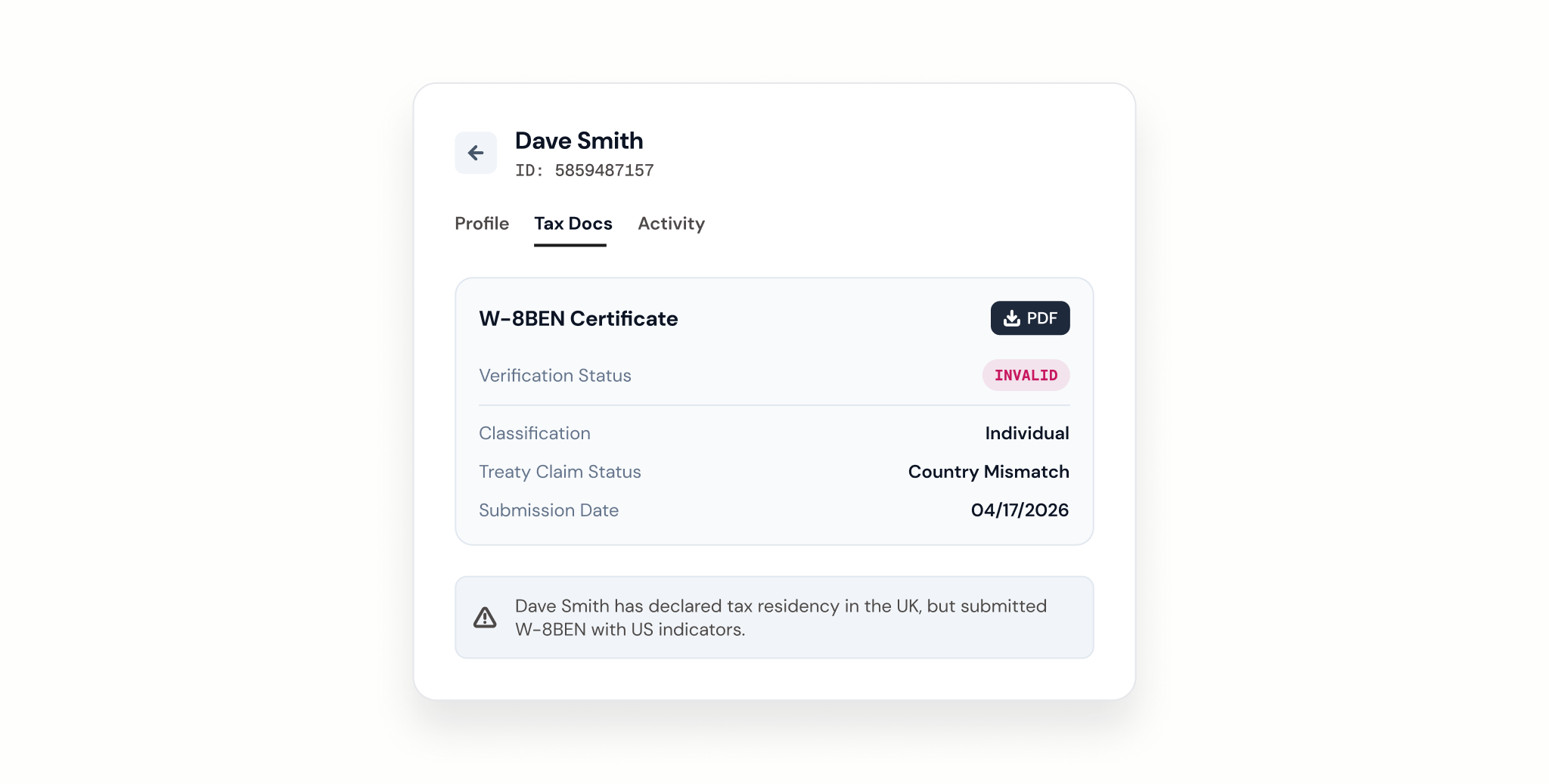 Tax Documentation - Validate